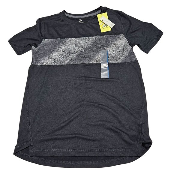 All In Motion Moisture Wicking Tee Boys Size Large Black Gray Chest T-Shirt - Picture 1 of 6